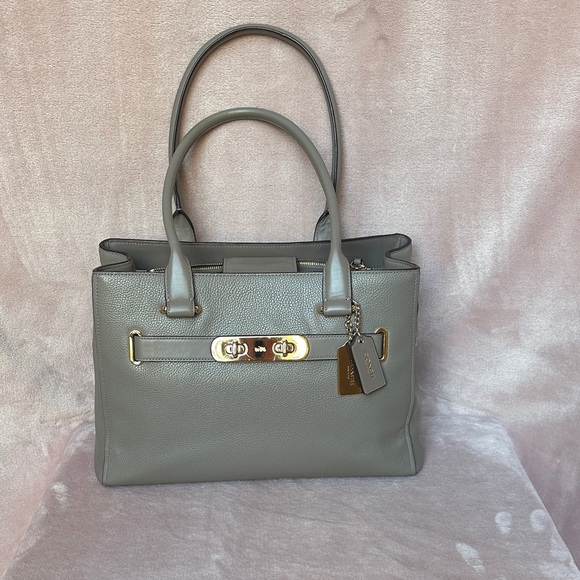 Coach Handbags - Coach Swagger Carryall Grey Pebble Leather Shoulder Bag with Two Tags
